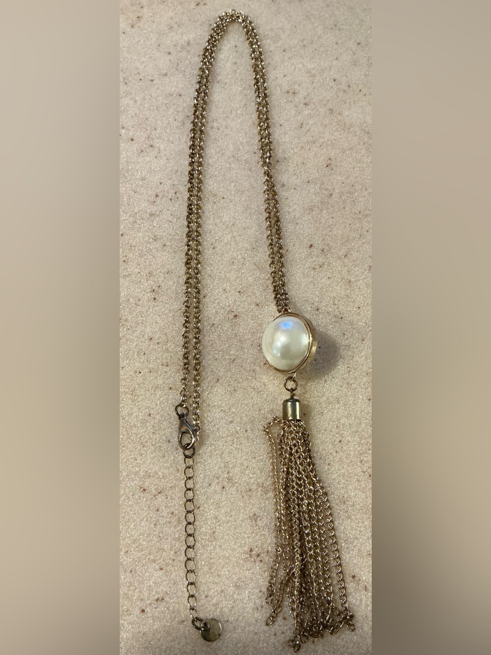Gold-Tone Pearl Tassel Necklace - Elegant Women’s Statement Jewelry